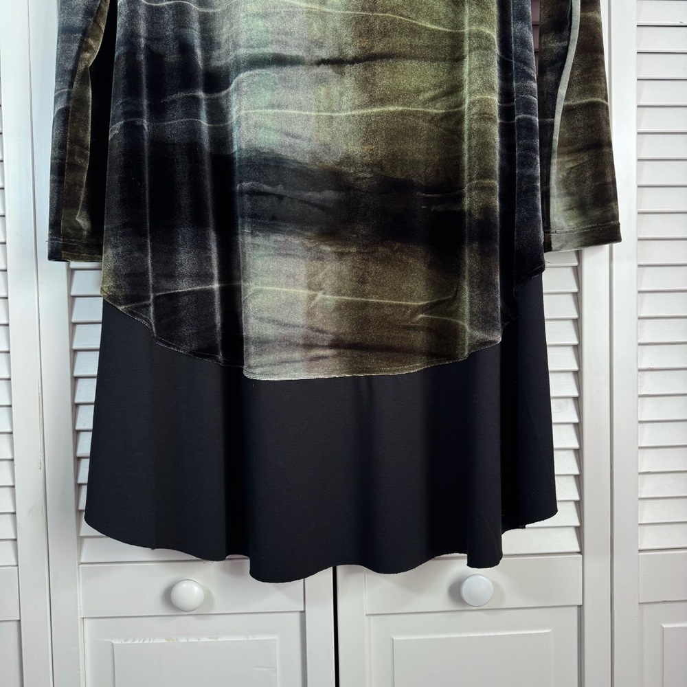 Alembika Tie Dye Velvet Hi-Lo Tunic Dress Brown Green Boho Size 3 M/L - Picture 8 of 9